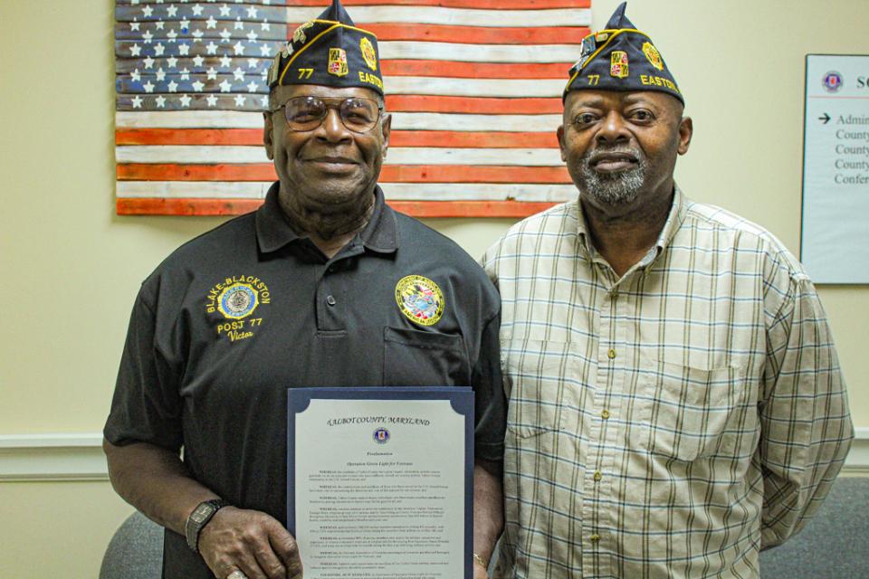 American Legion Post 70 members share the Operation Green Light Proclamation.