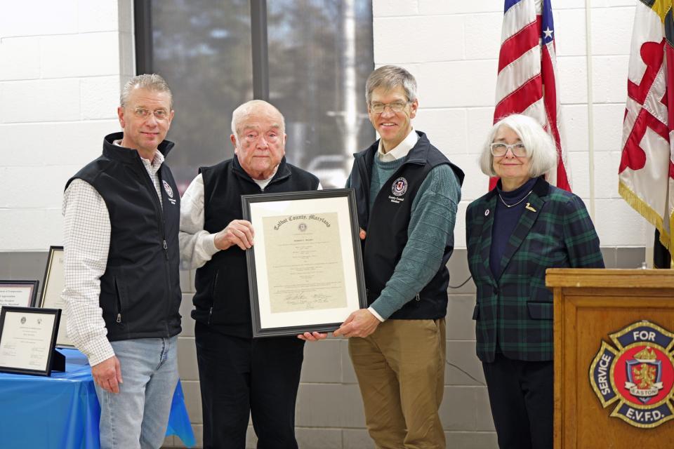Council Members provided former Mayor Willey with a Council Commendation. Photo Credit: Greg Mueller, Town of Easton